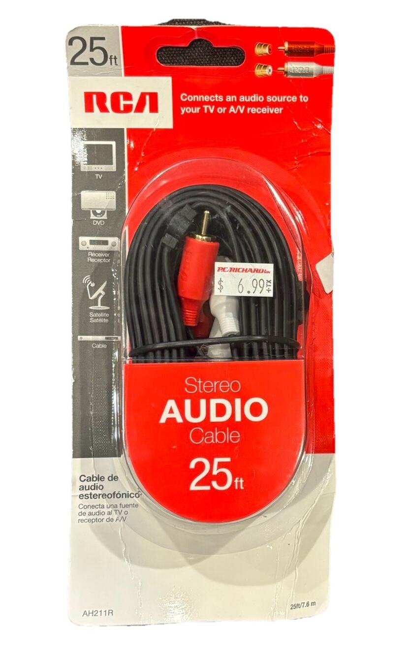 RCA Stereo Audio Cable 25ft Red White AV Cord NEW